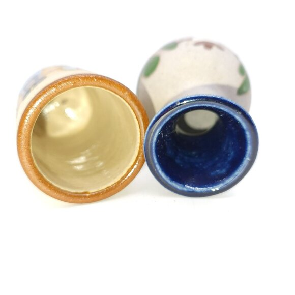 Mexican Tonala Pottery Vases 2 Hand-Painted Playa del Carmen Signed Vintage - Picture 13 of 14